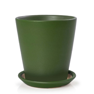 3 Vasos Cachepot Athena com Pratos Porcelana Verde Alto Brilho Pozzani