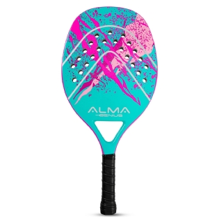 RAQUETE BEACH TENNIS CARBONO 1K VERDE/ROSA ALMA GENIUS